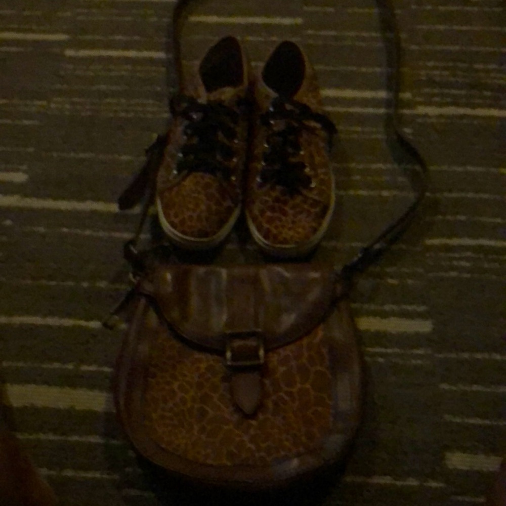 Fossils animal print sneakers size 9 and crossbag